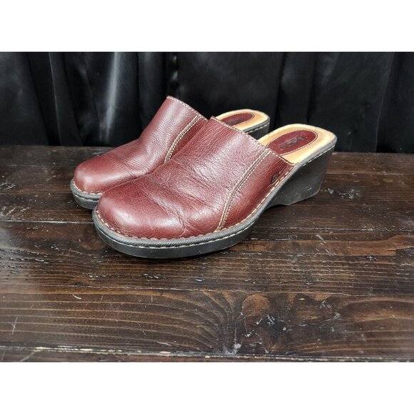 EUC Born Brown Leather Wedge Heel Mule/Sz. 10M - Picture 1 of 10